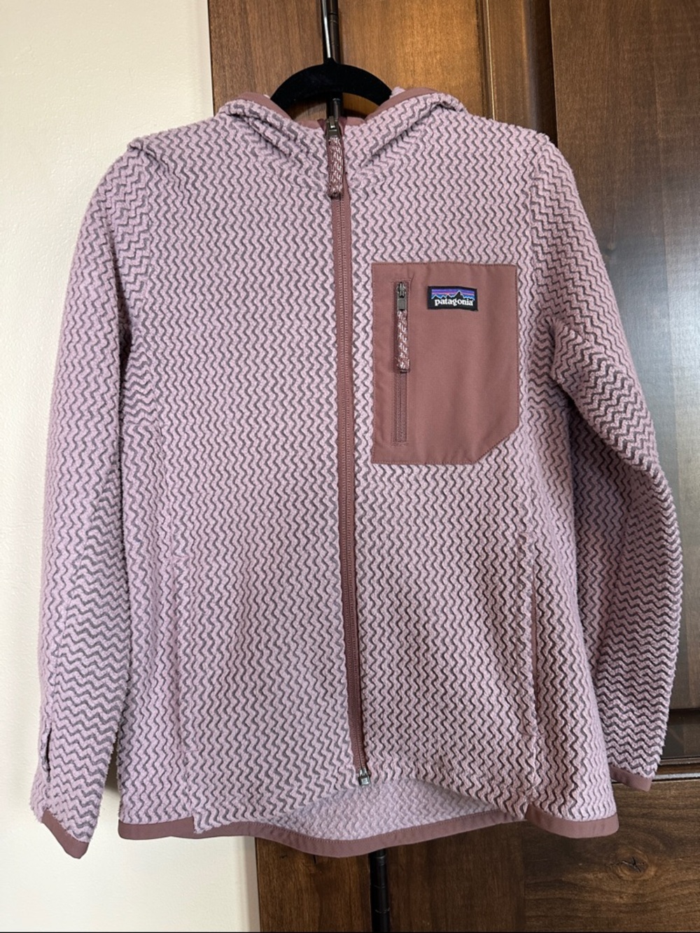 Patagonia Blush Pink R1 Fleece Hooded Zip Fleece Jacket- Small